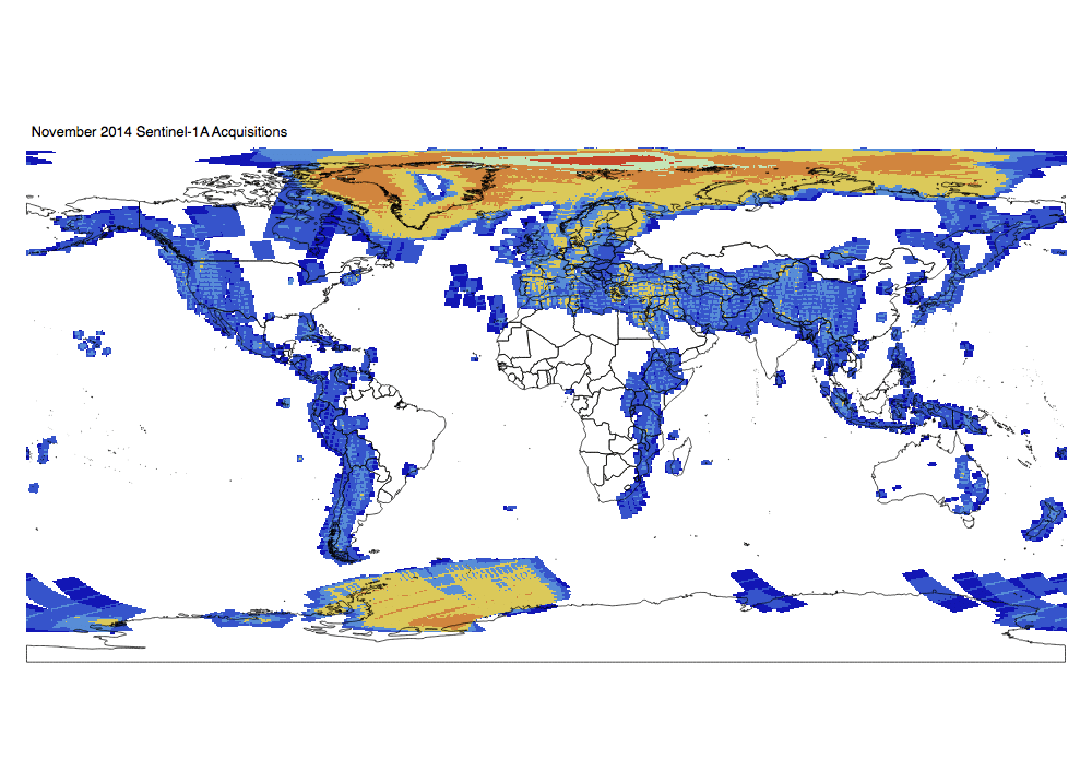 Sentinel-1 Monthly GRD Heatmap: November 2014