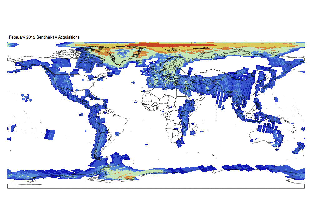 Sentinel-1 Monthly GRD Heatmap: February 2015