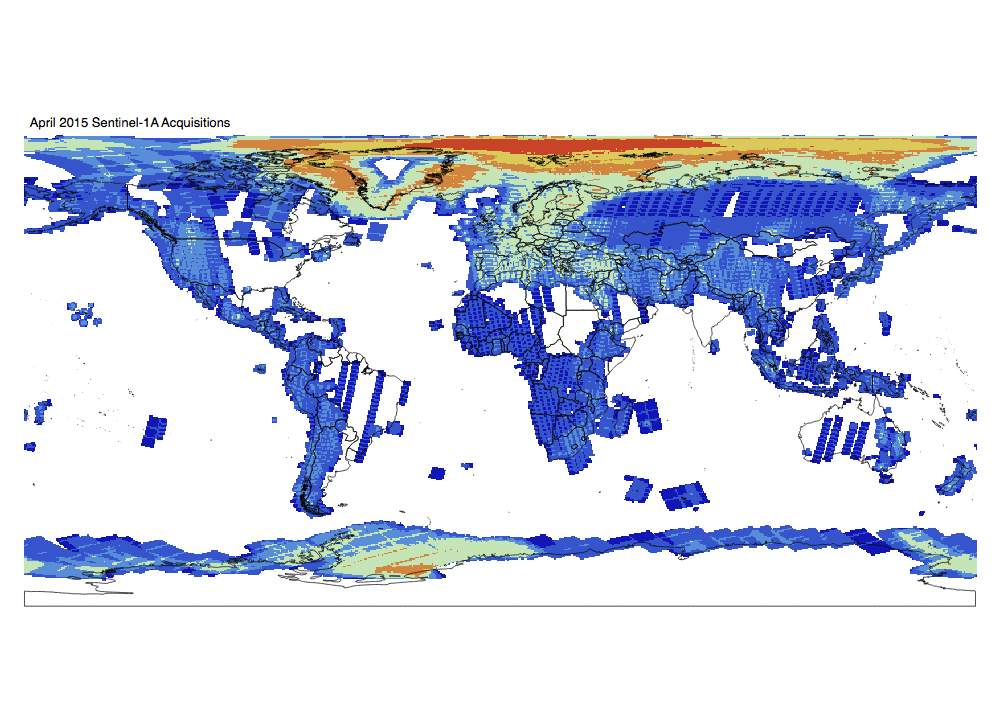 Sentinel-1 Monthly GRD Heatmap: April 2015