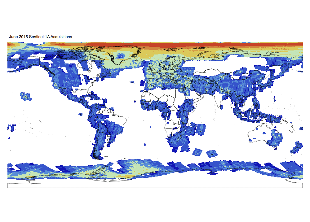 Sentinel-1 Monthly GRD Heatmap: June 2015