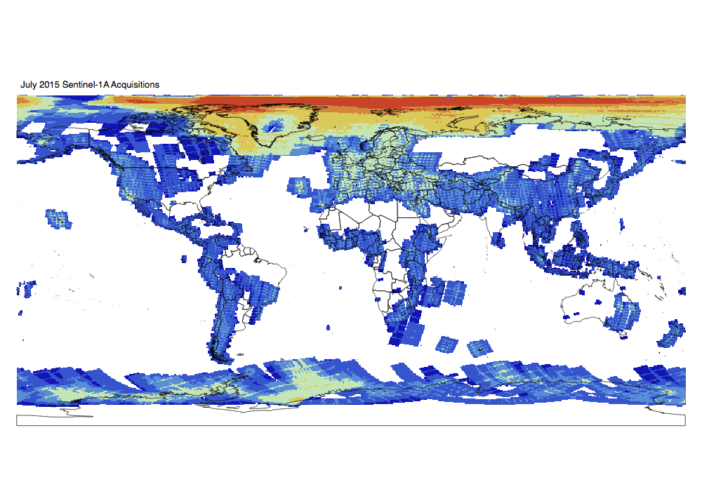 Sentinel-1 Monthly GRD Heatmap: July 2015