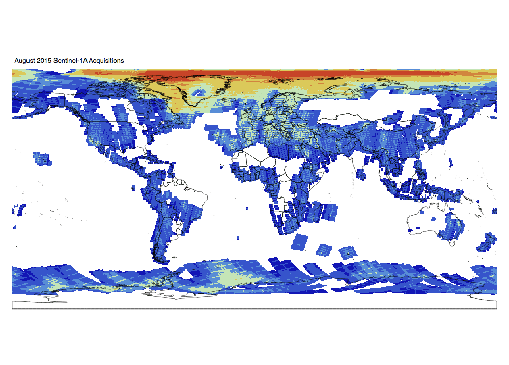 Sentinel-1 Monthly GRD Heatmap: August 2015