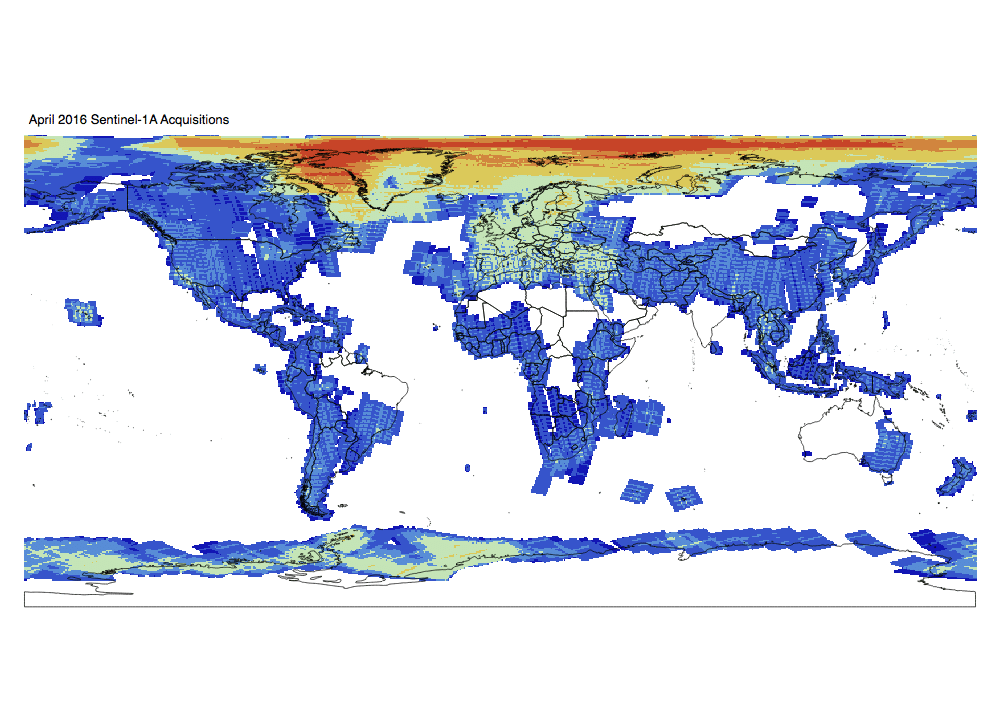 Sentinel-1 Monthly GRD Heatmap: April 2016