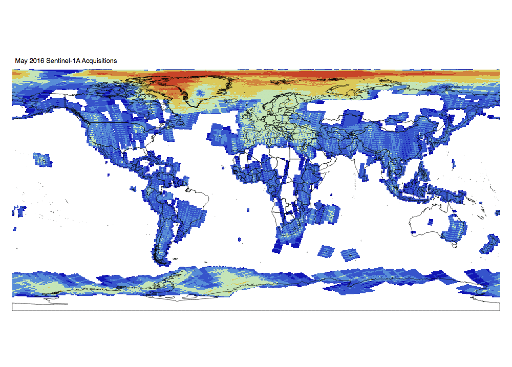 Sentinel-1 Monthly GRD Heatmap: May 2016