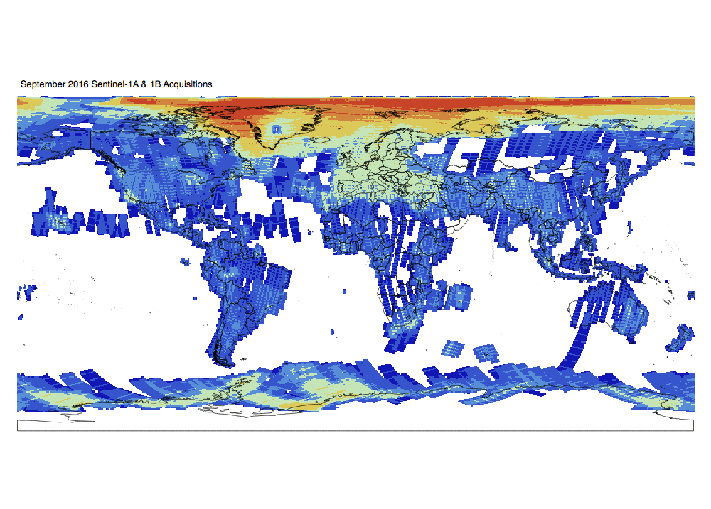 Sentinel-1 Monthly GRD Heatmap: September 2016