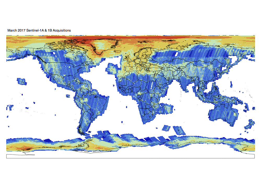Sentinel-1 Monthly GRD Heatmap: March 2017