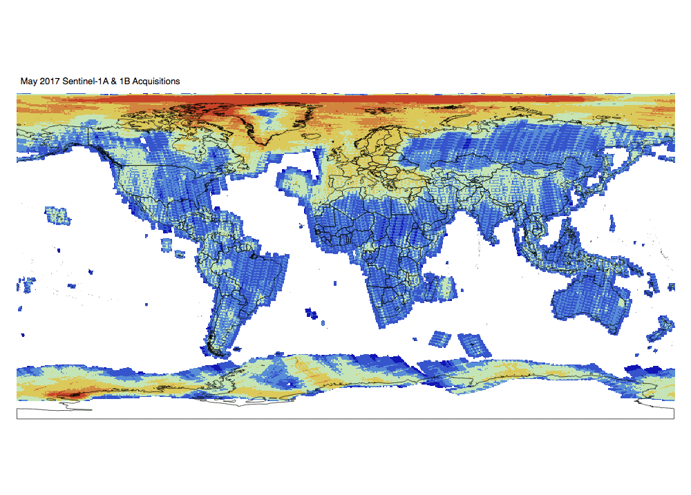Sentinel-1 Monthly GRD Heatmap: May 2017