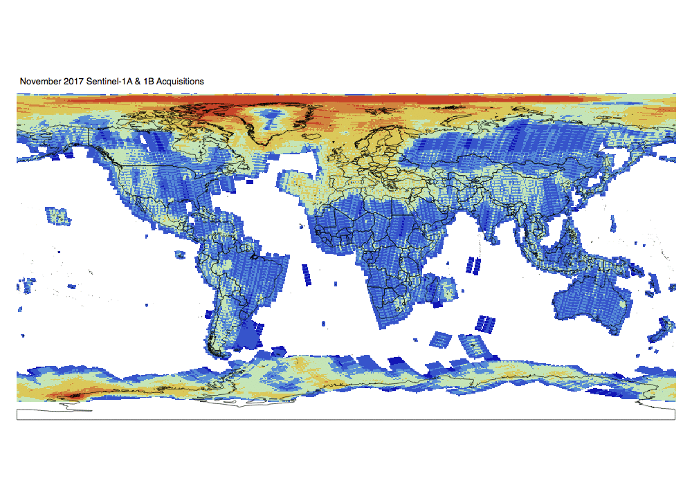 Sentinel-1 Monthly GRD Heatmap: November 2017