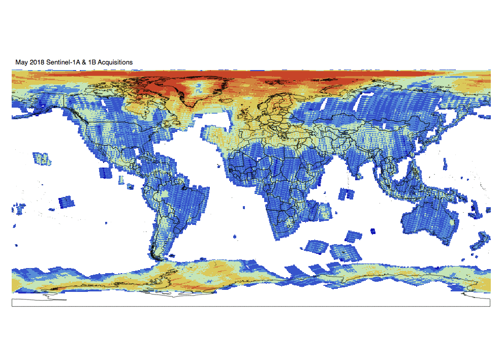 Sentinel-1 Monthly GRD Heatmap: May 2018