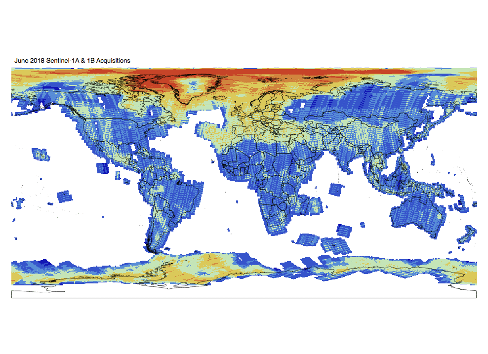 Sentinel-1 Monthly GRD Heatmap: June 2018
