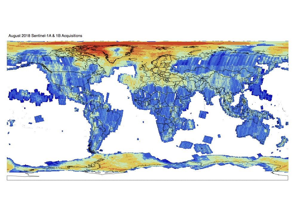 Sentinel-1 Monthly GRD Heatmap: August 2018
