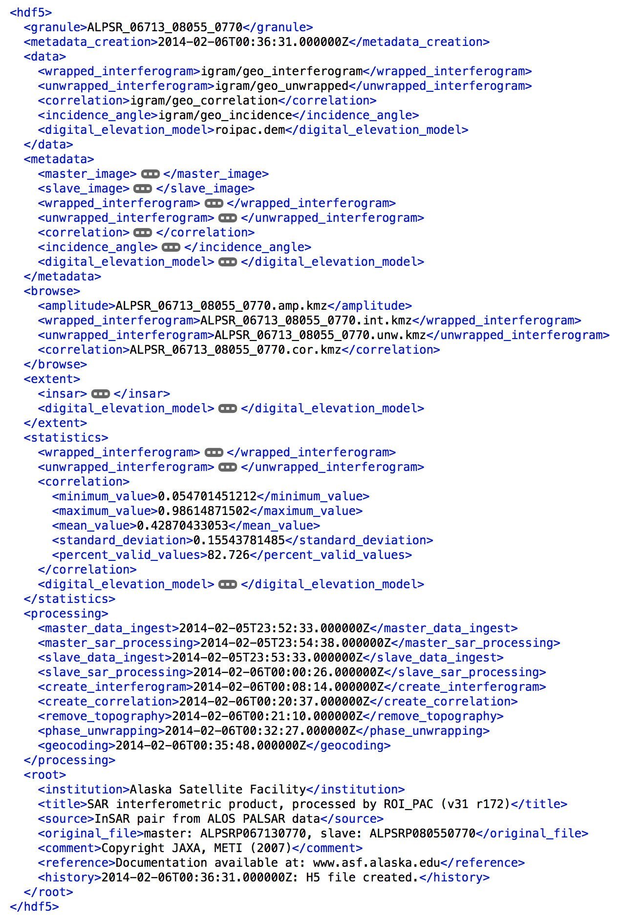 Example of XML metadata file used to generate ISO compliant metadata.