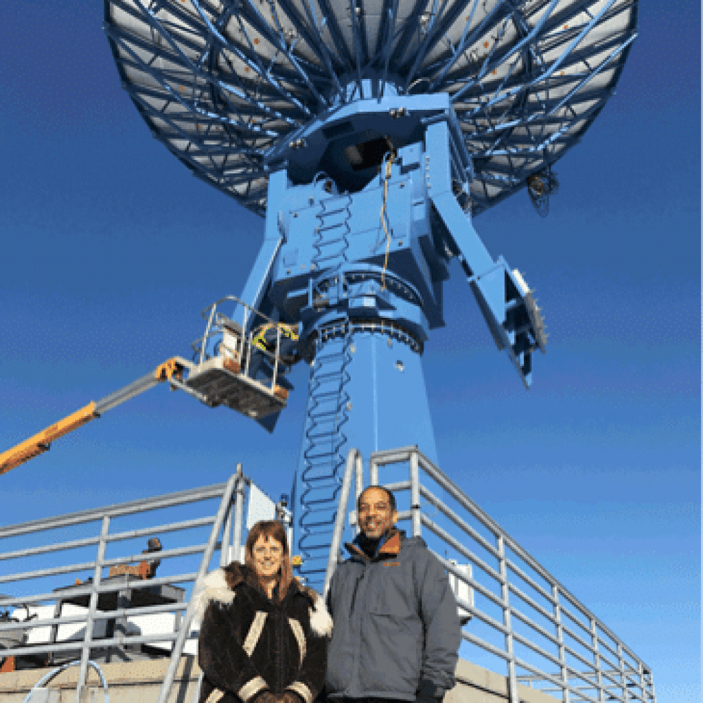 ASF Director Nettie La Belle-Hamer and NEN Project Director David Carter tour the new antenna system shortly after installation.