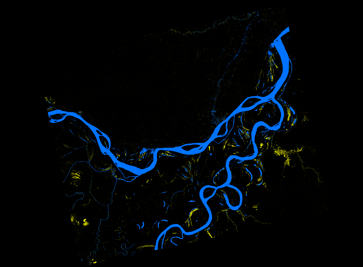 Animation of inundation in Amazon rain forest. Credit: Chapman, Guritz 2016; RTC: ASF 2015; Includes Material © JAXA/METI 2007.