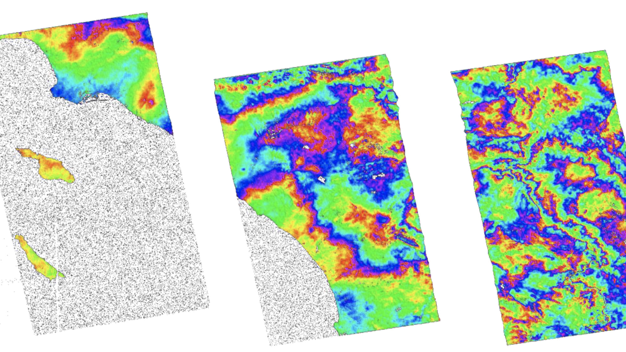 Script output images: color phase products for each swath F1, F2, F3. Contains modified Copernicus Sentinel data (2015) processed by ESA.