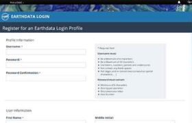 Image of the Earthdata website Login registration screen.