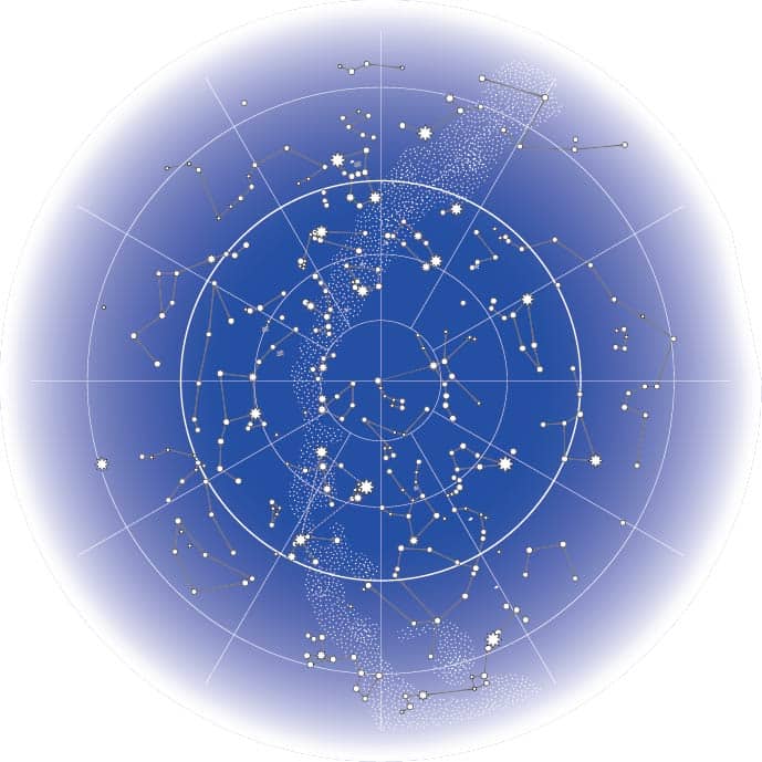 Celestial Map of The Night Sky. Astronomical Chart of Northern Hemisphere